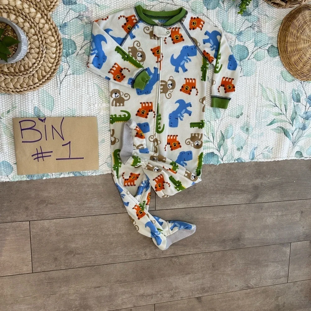 Carter’s Baby Toddler Boy Safari Animal Print Zip Footie One Piece Pajamas 24 M
